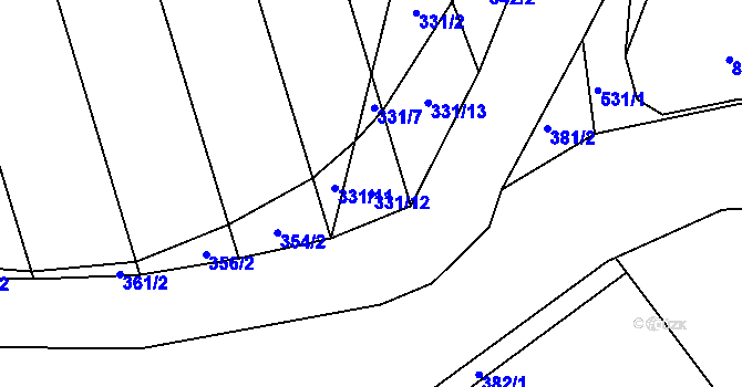 Parcela st. 331/12 v KÚ Lanšperk, Katastrální mapa
