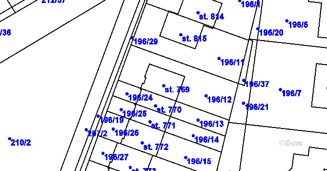 Parcela st. 769 v KÚ Lány, Katastrální mapa