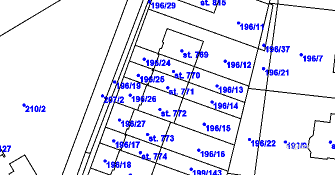 Parcela st. 771 v KÚ Lány, Katastrální mapa