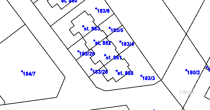 Parcela st. 861 v KÚ Lány, Katastrální mapa