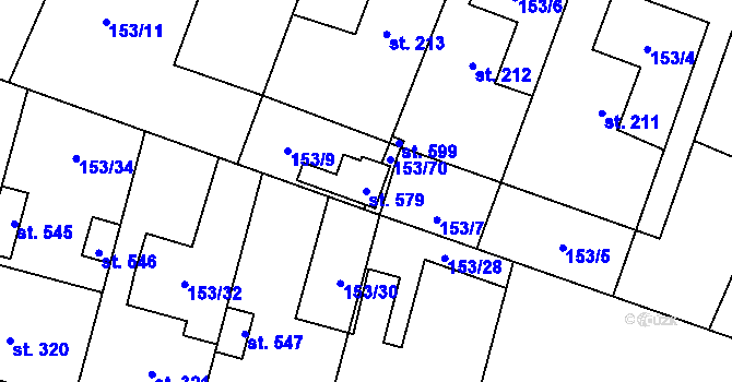 Parcela st. 579 v KÚ Lány, Katastrální mapa