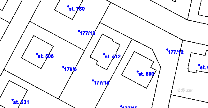 Parcela st. 512 v KÚ Lány, Katastrální mapa