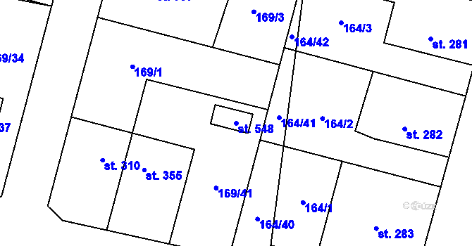 Parcela st. 548 v KÚ Lány, Katastrální mapa