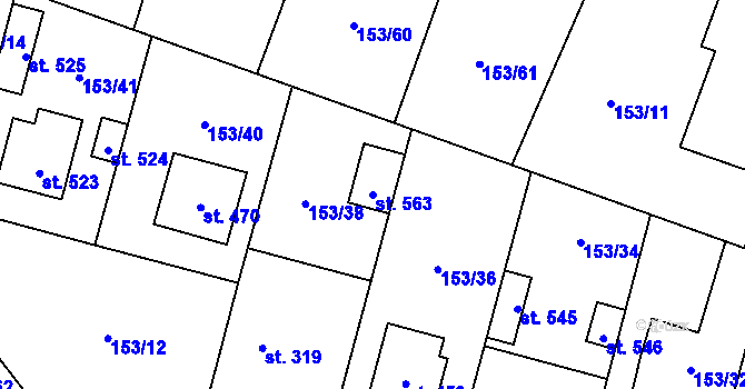 Parcela st. 563 v KÚ Lány, Katastrální mapa
