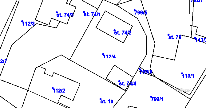 Parcela st. 112/4 v KÚ Lány, Katastrální mapa