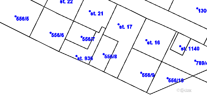 Parcela st. 556/8 v KÚ Lány, Katastrální mapa