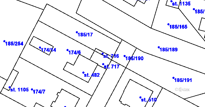 Parcela st. 716 v KÚ Lány, Katastrální mapa