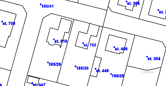 Parcela st. 752 v KÚ Lány, Katastrální mapa