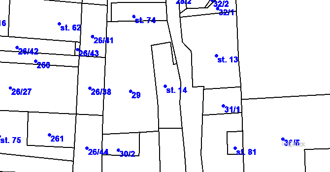 Parcela st. 14 v KÚ Vašírov, Katastrální mapa