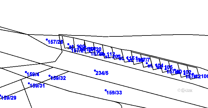 Parcela st. 203 v KÚ Vašírov, Katastrální mapa