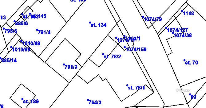 Parcela st. 78/2 v KÚ Lány na Důlku, Katastrální mapa