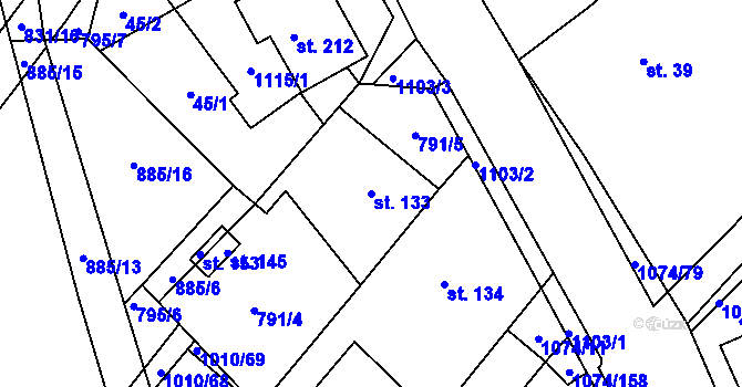 Parcela st. 133 v KÚ Lány na Důlku, Katastrální mapa