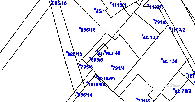 Parcela st. 153 v KÚ Lány na Důlku, Katastrální mapa