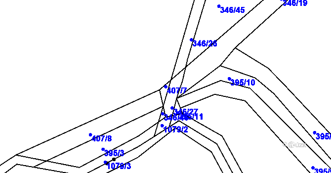 Parcela st. 407/7 v KÚ Lány na Důlku, Katastrální mapa