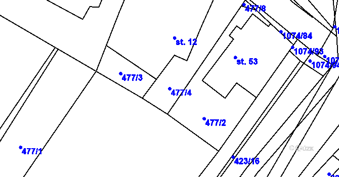 Parcela st. 477/4 v KÚ Lány na Důlku, Katastrální mapa