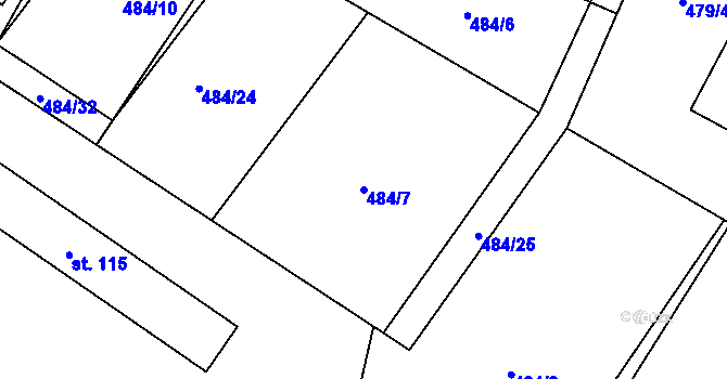 Parcela st. 484/7 v KÚ Lány na Důlku, Katastrální mapa