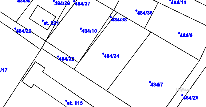 Parcela st. 484/24 v KÚ Lány na Důlku, Katastrální mapa