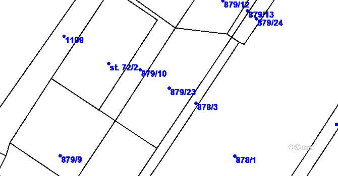 Parcela st. 879/23 v KÚ Lány na Důlku, Katastrální mapa