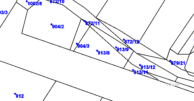 Parcela st. 913/8 v KÚ Lány na Důlku, Katastrální mapa