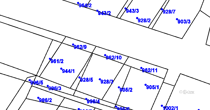 Parcela st. 962/10 v KÚ Lány na Důlku, Katastrální mapa