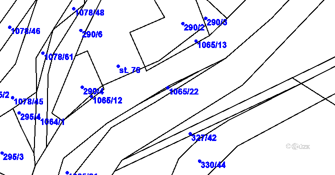 Parcela st. 1065/22 v KÚ Lány na Důlku, Katastrální mapa