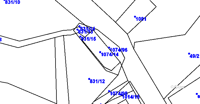 Parcela st. 1074/14 v KÚ Lány na Důlku, Katastrální mapa