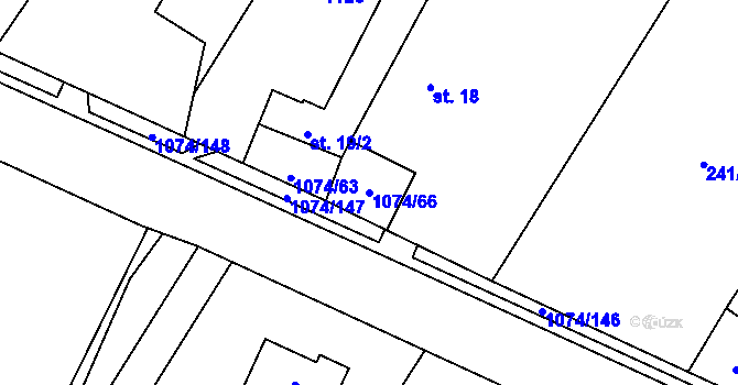 Parcela st. 1074/66 v KÚ Lány na Důlku, Katastrální mapa