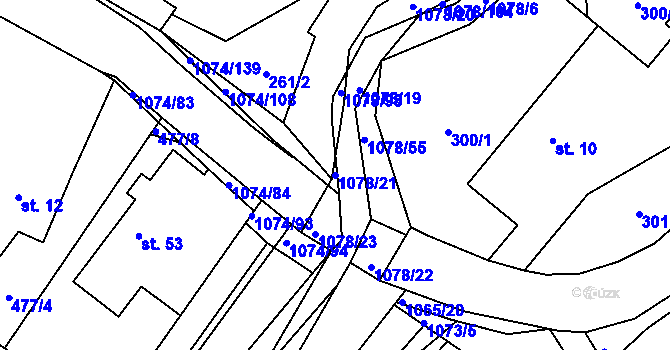 Parcela st. 1078/21 v KÚ Lány na Důlku, Katastrální mapa