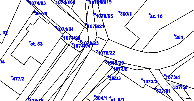 Parcela st. 1078/22 v KÚ Lány na Důlku, Katastrální mapa
