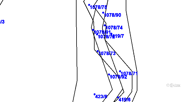Parcela st. 1078/73 v KÚ Lány na Důlku, Katastrální mapa