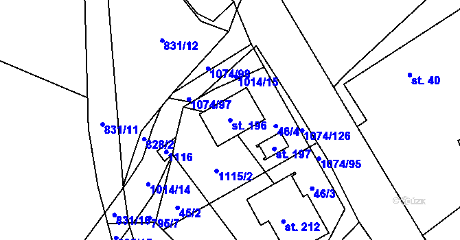Parcela st. 196 v KÚ Lány na Důlku, Katastrální mapa