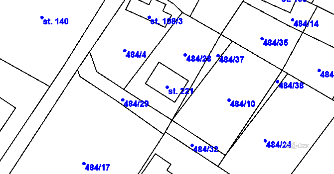 Parcela st. 221 v KÚ Lány na Důlku, Katastrální mapa