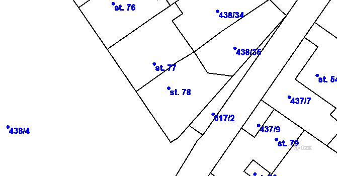 Parcela st. 78 v KÚ Opočínek, Katastrální mapa