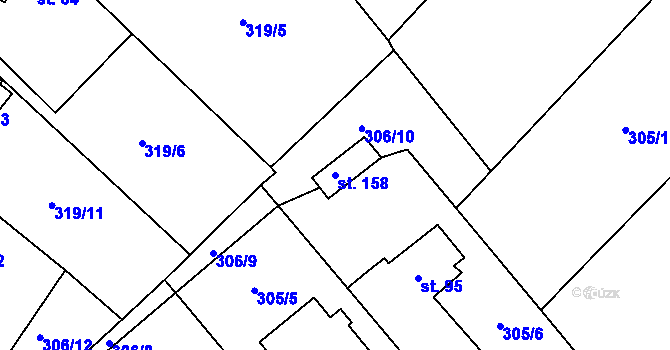Parcela st. 158 v KÚ Opočínek, Katastrální mapa