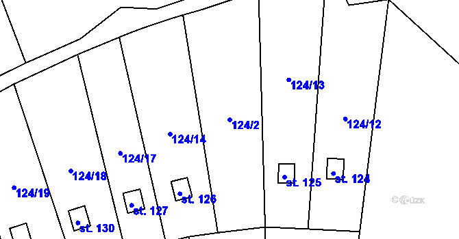 Parcela st. 124/2 v KÚ Opočínek, Katastrální mapa