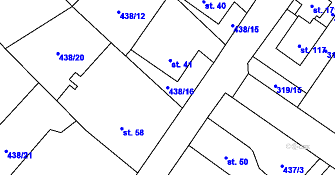 Parcela st. 438/16 v KÚ Opočínek, Katastrální mapa