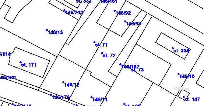 Parcela st. 72 v KÚ Srnojedy, Katastrální mapa