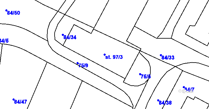 Parcela st. 97/3 v KÚ Srnojedy, Katastrální mapa