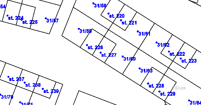 Parcela st. 227 v KÚ Srnojedy, Katastrální mapa