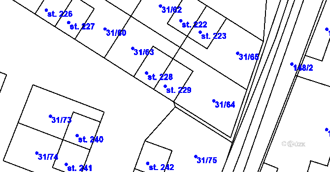 Parcela st. 229 v KÚ Srnojedy, Katastrální mapa