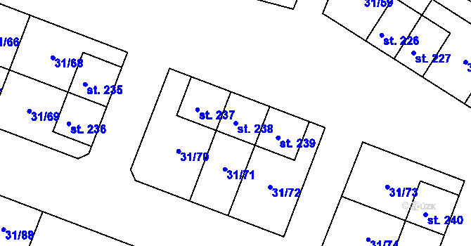 Parcela st. 238 v KÚ Srnojedy, Katastrální mapa