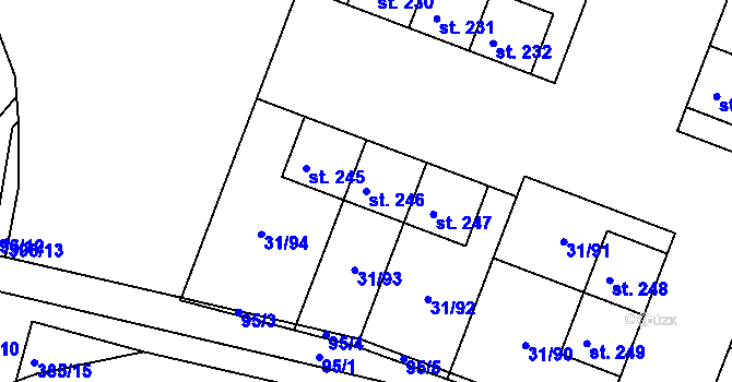Parcela st. 246 v KÚ Srnojedy, Katastrální mapa