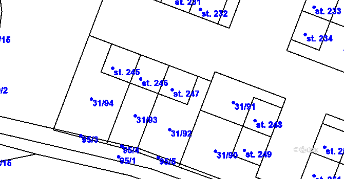 Parcela st. 247 v KÚ Srnojedy, Katastrální mapa