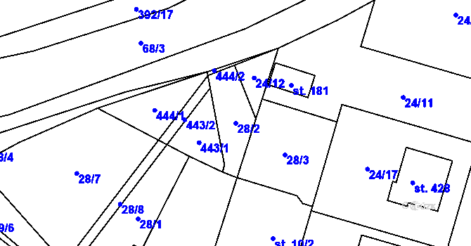 Parcela st. 28/2 v KÚ Srnojedy, Katastrální mapa