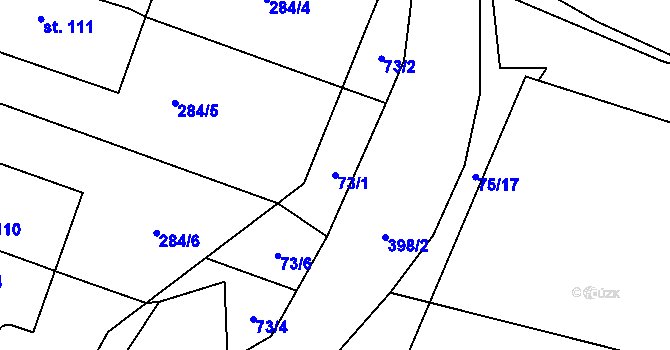 Parcela st. 73/1 v KÚ Srnojedy, Katastrální mapa