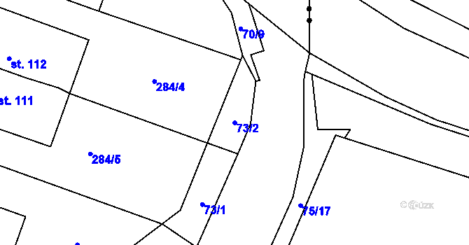 Parcela st. 73/2 v KÚ Srnojedy, Katastrální mapa