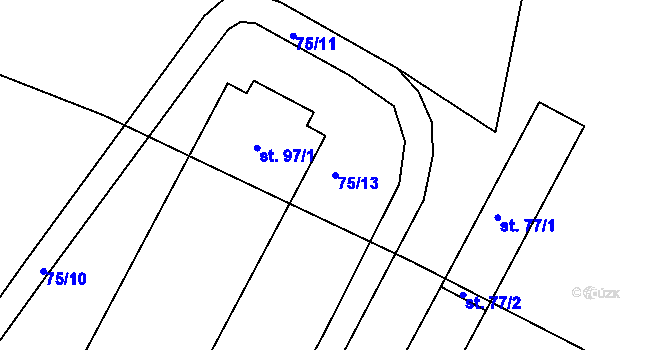 Parcela st. 75/13 v KÚ Srnojedy, Katastrální mapa