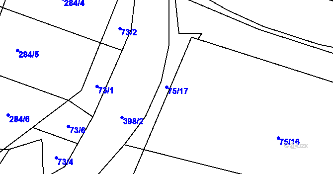 Parcela st. 75/17 v KÚ Srnojedy, Katastrální mapa