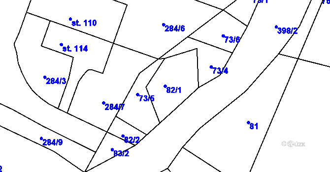 Parcela st. 82/1 v KÚ Srnojedy, Katastrální mapa
