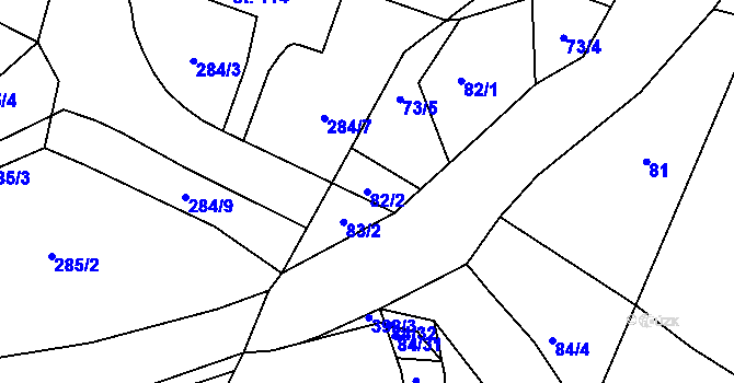 Parcela st. 82/2 v KÚ Srnojedy, Katastrální mapa